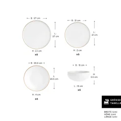 Karaca Stream Bone Meridian Geschirrset, 24-teilig, Gold