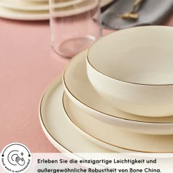 Karaca Stream Bone Meridian Geschirrset, 24-teilig, Gold