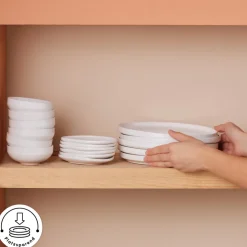 Karaca Stream Bone Meridian 34-teiliges Frühstücksset für 6 Personen – Weiß