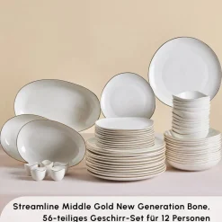 Karaca Stream Bone Middle 56-Teiliges 12-Personen Geschirrset