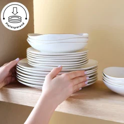 Karaca Stream Bone Middle 53-teiliges Tafelservice für 12 Personen Gold