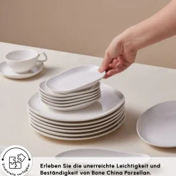 Karaca Stream Bone Middle 34-teiliges Frühstücksset für 6 Personen – Weiß