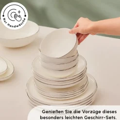 Karaca Stream Bone New Meridian 59-Teiliges 12-Personen Geschirrset Platin