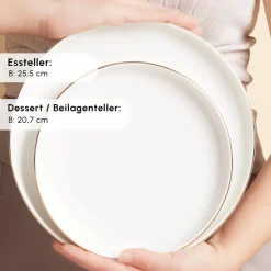 Karaca Stream Bone New Saturn 59-Teiliges 12-Personen Geschirrset Gold