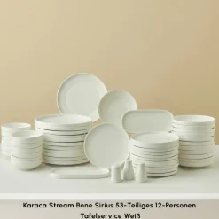 Karaca Stream Bone Sirius 53-Teiliges 12-Personen Tafelservice Weiß