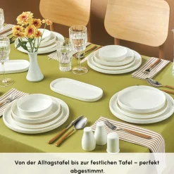 Karaca Stream Bone Sirius 53-Teiliges 12-Personen Tafelservice Weiß
