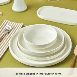 Karaca Stream Bone Sirius 53-Teiliges 12-Personen Tafelservice Weiß