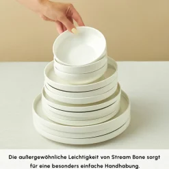 Karaca Stream Bone Sirius 53-Teiliges 12-Personen Tafelservice Weiß
