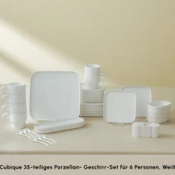 Karaca Stream Pure Cubique 35-Teiliges 6-Personen Frühstücksset Quadrat