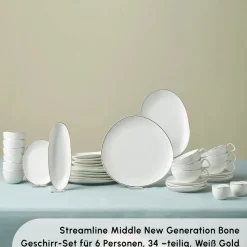 Karaca Stream Pure Middle 34-Teiliges 6-Personen Frühstücksset Gold