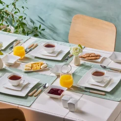 Karaca Stream Pure Perfect Weiß 32-Teiliges 6-Personen Frühstücksset Quadrat