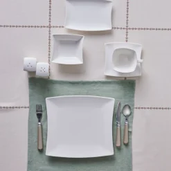 Karaca Stream Pure Perfect Weiß 32-Teiliges 6-Personen Frühstücksset Quadrat