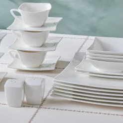 Karaca Stream Pure Perfect Weiß 32-Teiliges 6-Personen Frühstücksset Quadrat