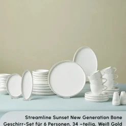 Karaca Stream Pure Sunset 34-Teiliges 6-Personen Frühstücksset Gold