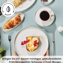 Karaca Stream Pure Sunset 34-Teiliges 6-Personen Frühstücksset Gold