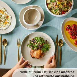 Karaca Streamline Cupid für 12 Personen Geschirr Set, 59 Teilig, Stoneware