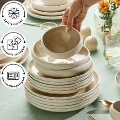 Karaca Streamline Cupid für 12 Personen Geschirr Set, 59 Teilig, Stoneware