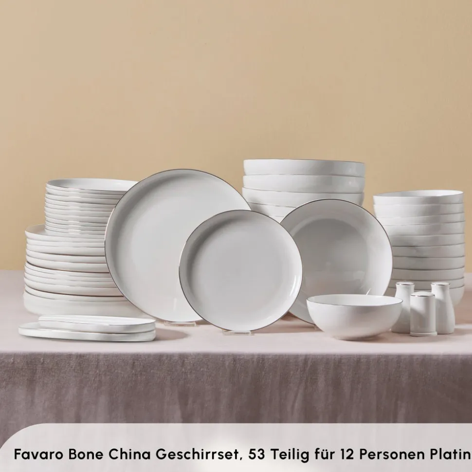 Karaca Streamline Favaro 53-Teiliges 12-Personen Geschirrset Platin