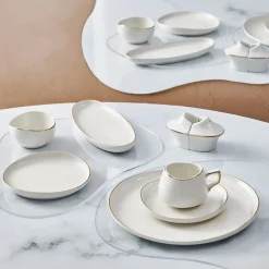 Karaca Streamline Hole Gold 28 Teilig Frühstücksset und Servierschalen für 6 Personen