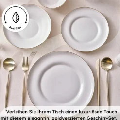 Karaca Streamline Nefeli Gold 12 Personen Geschirrset, 56 Teilig