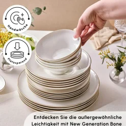 Karaca Streamline Nefeli Gold 12 Personen Geschirrset, 56 Teilig