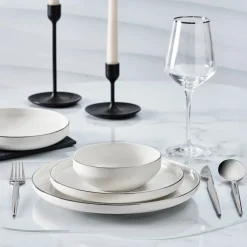 Karaca Streamline New Saturn V2 Platin Geschirrset für 6 Personen, 24-teilig