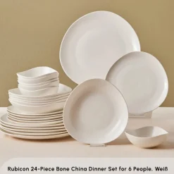 Karaca Streamline Rubicon 24-teiliges Tafelset für 6 Personen, Weiß