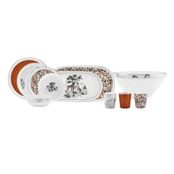 Karaca Streamline Safari New Generation Bone Geschirrset, 59 Teilig, 12 Personen