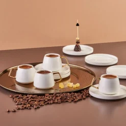 Karaca Streamline Saturn Kaffeetassen-Set für 6 Personen Gold