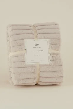 Karaca Stripe Sherpa Graue Decke 130x150