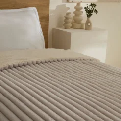 Karaca Stripe Sherpa Graue Decke 150x200