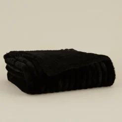 Karaca Stripe Sherpa Schwarze Decke 130x150