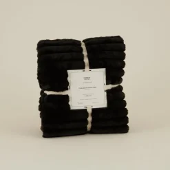 Karaca Stripe Sherpa Schwarze Decke 130x150