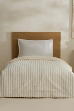 Karaca Stripe Sherpa Weiße Decke 150x200