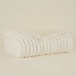 Karaca Stripe Sherpa Weiße Decke 130x150