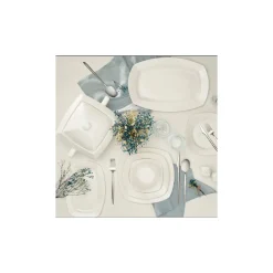 Karaca Suha 60 teiliges quadratisches/rechteckiges Tafelservice/Geschirrset für 12 Personen