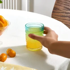 Karaca Sunflower Wasserglas 250 ml, Blau Gelb