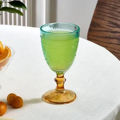 Karaca Sunflower Weinglas 314 ml, Blau Gelb