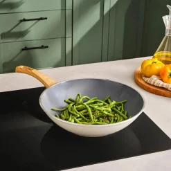 Karaca Swiss Crystal 28 Cm Induktion Wok-Pfanne, Creme