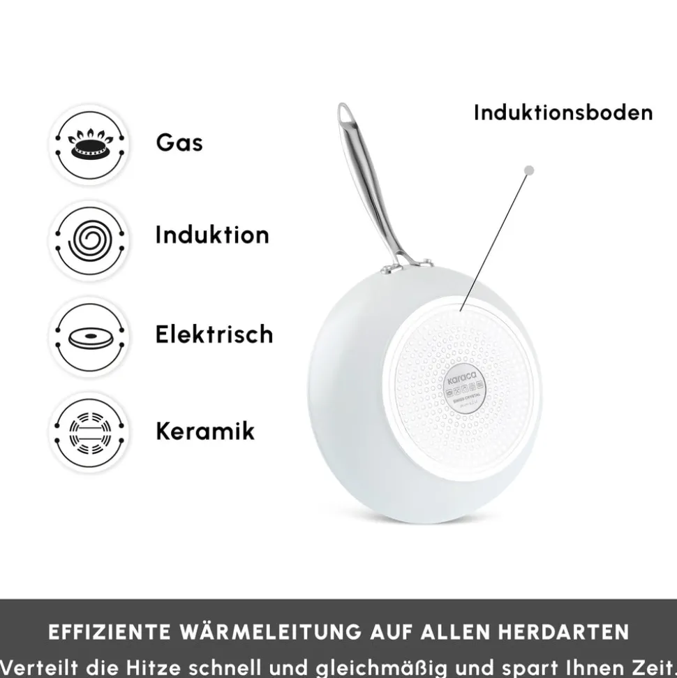 Karaca Swiss Crystal Almond Cream Handle Flache Pfanne 18 cm