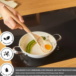 Karaca Swiss Crystal Almond Cream Handle Flache Pfanne 18 cm