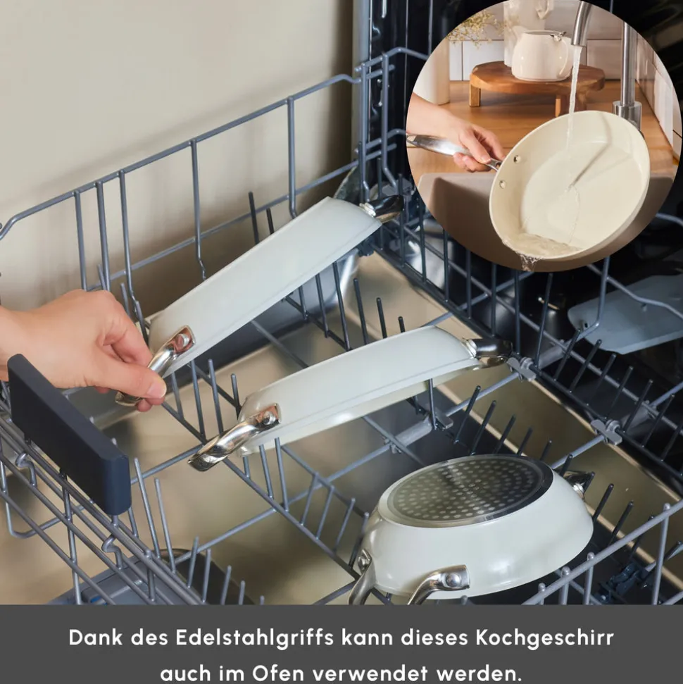 Karaca Swiss Crystal Almond Cream Handle Flache Pfanne 18 cm