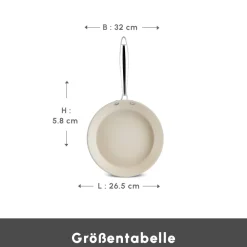 Karaca Swiss Crystal Almond Cream Pfanne mit Edelstahlgriff 32 cm