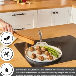 Karaca Swiss Crystal Almond Cream Pfannkuchenpfanne mit Edelstahlgriff 28 cm