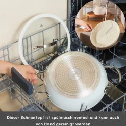 Karaca Swiss Crystal Almond Cream Kasserolle mit Edelstahlgriff 18 cm