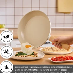 Karaca Swiss Crystal Almond Cream Induktionsfähiges 7-teiliges Töpfe-Set