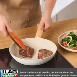 Karaca Swiss Crystal Almond Cream Induktionsfähiges 7-teiliges Töpfe-Set