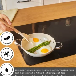 Karaca Swiss Crystal Almond Cream Handle Flache Pfanne 20 cm