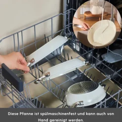 Karaca Swiss Crystal Almond Cream Handle Flache Pfanne 20 cm