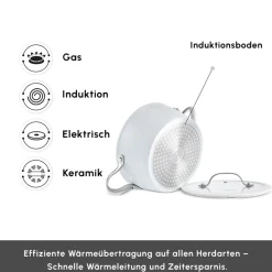 Karaca Swiss Crystal Almond Cream Handle Flache Kasserolle 26 cm